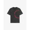 The Kooples Mens Black Washed Brand-print Oversized-fit Cotton-jersey T-shirt In Gray