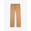 The Kooples Mens Camel Pressed-crease Straight-leg Cotton Trousers In Camel