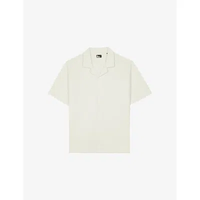 The Kooples Mens Ecru Camp-collar Waffle-textured Cotton Shirt In White