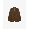 The Kooples Mens Caramel Single-breasted Notch-lapel Cotton-corduroy Blazer In Brown