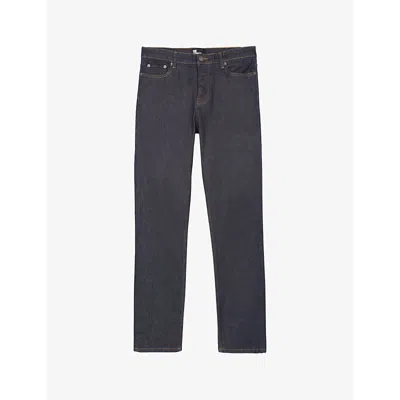 The Kooples Mens Blue Rinse Contrast-stich Slim-leg Stretch-denim Jeans