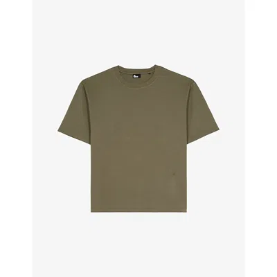 The Kooples Mens Kaki Crewneck Regular-fit Short-sleeve Cotton T-shirt In Brown