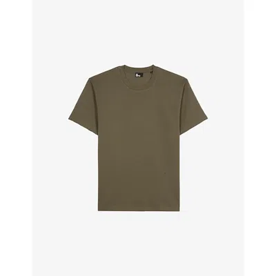 The Kooples Mens Kaki Crewneck Regular-fit Short-sleeve Cotton T-shirt Xl In Green