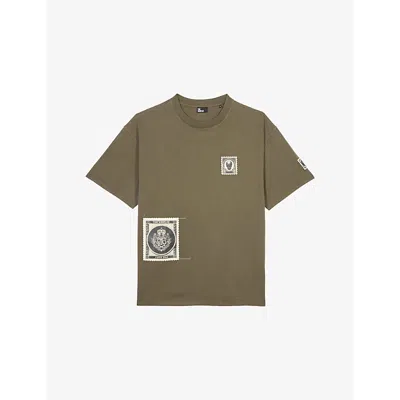 The Kooples Mens  Crewneck Graphic-print Cotton-jersey T-shirt In Dark Brown