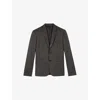 The Kooples Mens  Contrast-trim Single-breasted Wool Blazer In Dark Grey
