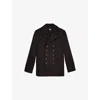 The Kooples Mens Dark Grey Double-breasted Notch-lapel Cotton Coat