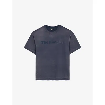 The Kooples Mens Dark Navy Branded Short-sleeved Cotton-jersey T-shirt In Blue