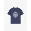 The Kooples Mens Dark Navy Graphic-print Dropped-shoulder Cotton T-shirt Xl