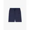 The Kooples Mens  Logo-embroidered Relaxed-fit Cotton Sweat Shorts In Dark Navy