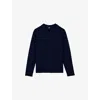 The Kooples Mens  Long-sleeved Crewneck Wool Jumper In Dark Navy