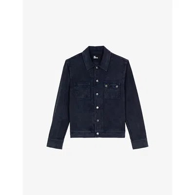 The Kooples Mens Dark Navy Patch-pocket Regular-fit Cotton-cord Jacket Xl
