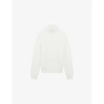 The Kooples Mens Ecru Turtleneck Relaxed-fit Stretch Cashmere-blend Jumper In White