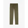 The Kooples Mens Kaki Elasticated-waist Straight-leg Cotton Trousers In Green