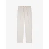 The Kooples Mens Light Grey Elasticated-waist Straight-leg Cotton Trousers In Gold