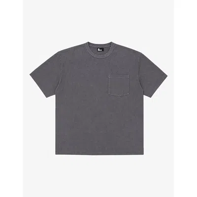 The Kooples Mens Faded Short-sleeve Cotton T-shirt Black Washed Xs In Gray