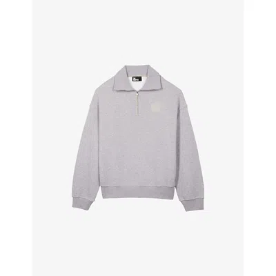 The Kooples Mens  Logo-embroidered Relaxed-fit Cotton Sweatshirt In Gray