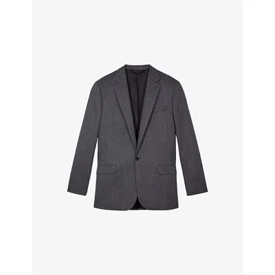 The Kooples Mens Grey Melange Notched-lapel Relaxed-fit Wool Blazer In Gray