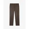 The Kooples Mens Herringbone-weave Straight-leg Wool-blend Trousers Brown In Brown