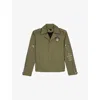 The Kooples Mens Kaki Brand-embroidered Zipped-cuff Cotton Jacket