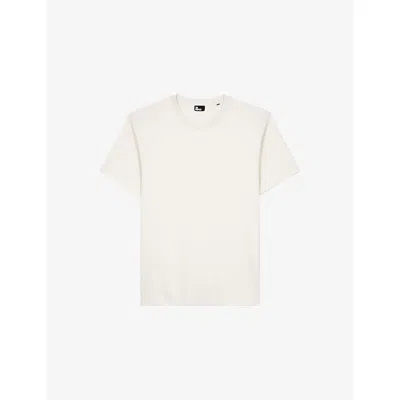 The Kooples Mens Light Beige Brand-embroidered Short-sleeved Cotton-jersey T-shirt Xs In Orange