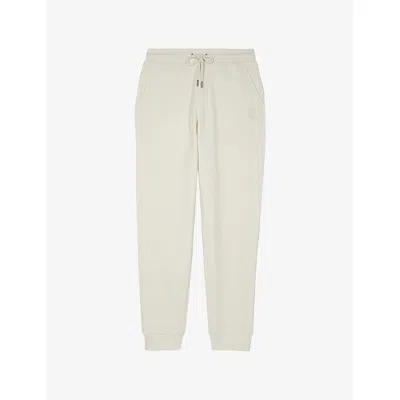 The Kooples Mens Light Beige Logo-embroidered Tapered-leg Cotton-jersey Jogging Bottoms In Neutral