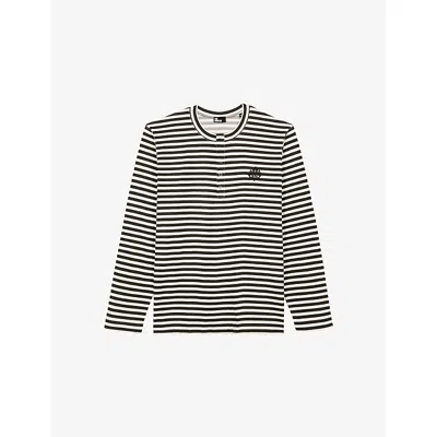 The Kooples Mens Light Beige Striped Long-sleeved Cotton-jersey T-shirt In Multi