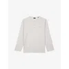 The Kooples Mens Light Grey Crest-embroidered Long-sleeved Cotton-jersey T-shirt Xl In Gray