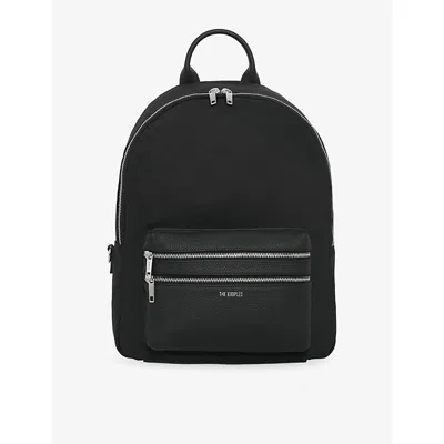 The Kooples Mens Black Logo-embellished Canvas And Leather Backpack