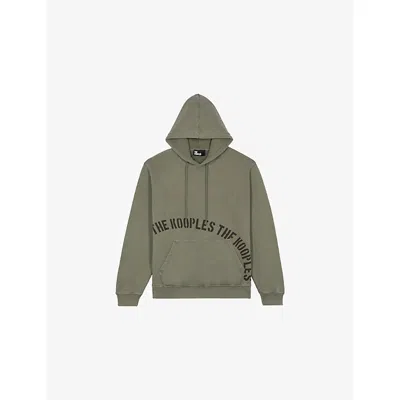 The Kooples Mens Kaki Logo-print Regular-fit Cotton Hoody In Gray