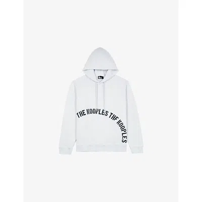The Kooples Mens Light Grey Logo-print Regular-fit Cotton Hoody In White