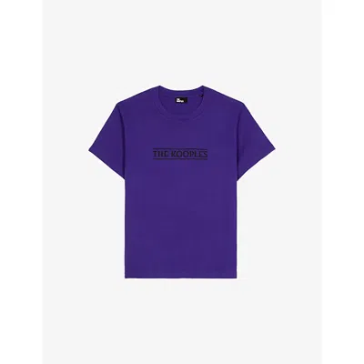 The Kooples Mens Electric Blue Logo-print Short-sleeve Cotton T-shirt Xl