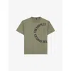The Kooples Mens Kaki Logo-print Short-sleeve Cotton T-shirt Xl In Green