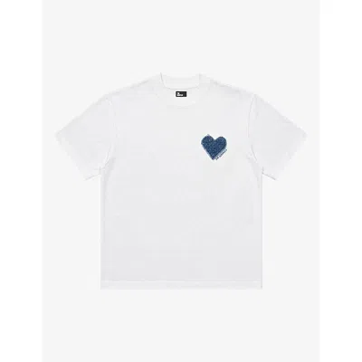 The Kooples Mens Logo-embroidered Short-sleeve Cotton T-shirt White