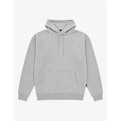 The Kooples Mens Logo-tag Relaxed-fit Cotton Hoody Grey Melange In Gray