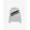 The Kooples Mens Middle Grey Contrast-stripe Regular-fit Wool-blend Jumper In White