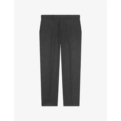 The Kooples Mens Middle Grey Tapered-leg Mid-rise Wool-blend Trousers In Gray