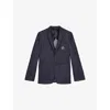 The Kooples Mens Navy Brand-appliqué Regular-fit Stretch-denim Blazer In Navy