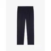 The Kooples Mens Navy Straight-leg Mid-rise Cotton And Linen Trousers In Blue