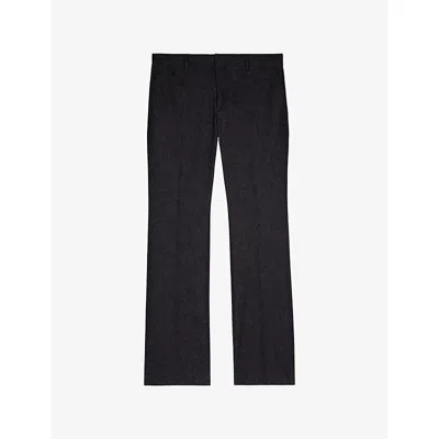 The Kooples Mens  Tailored Straight-leg Denim-look Cotton Trousers In Navy