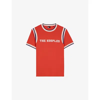 The Kooples Mens Red Branded Short-sleeved Cotton-jersey T-shirt