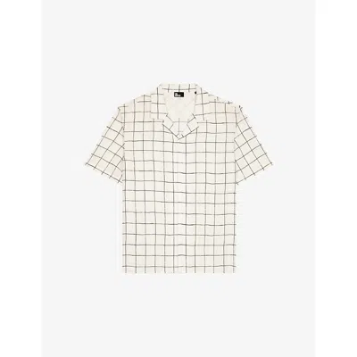 The Kooples Mens White / Black Regular-fit Short-sleeve Checked Shirt In Neutral