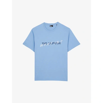 The Kooples Mens Steel Blue Logo-print Regular-fit Cotton T-shirt