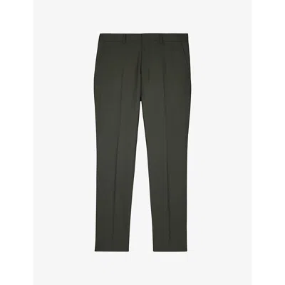 The Kooples Mens Straight-leg Slim-fit Wool Trousers Kaki
