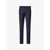 The Kooples Mens Dark Navy Belted Mid-rise Slim-fit Wool Trousers In Dark Navy