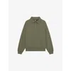 The Kooples Mens Kaki Brand-embroidered Polo-collar Cotton Sweatshirt Xl In Green