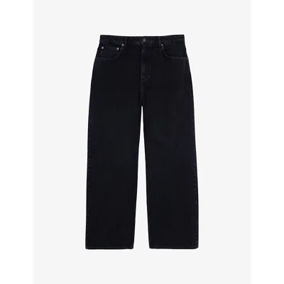 The Kooples Mens Brand-patch Baggy-fit Cotton-corduroy Jeans Black Washed
