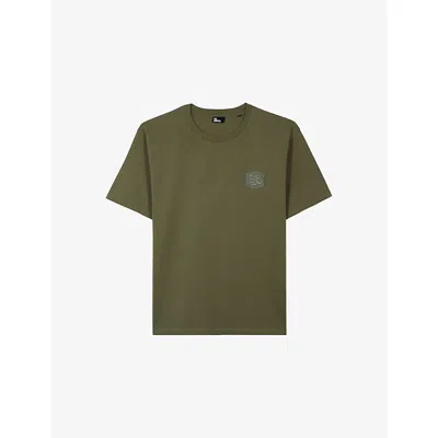 The Kooples Mens Foret Branded-crest Short-sleeved Cotton-jersey T-shirt Xl In Green