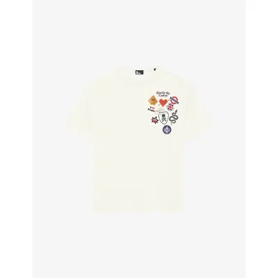 The Kooples Mens Ecru Branded-print Short-sleeved Cotton-jersey T-shirt In Neutral