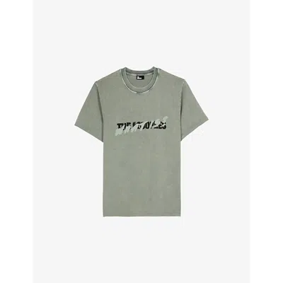 The Kooples Mens  Branded Short-sleeved Cotton-jersey T-shirt In Blue/green