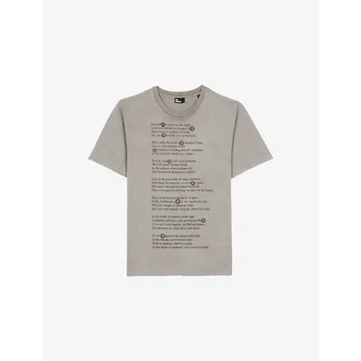 The Kooples Mens Branded Short-sleeved Cotton-jersey T-shirt Grey Melange